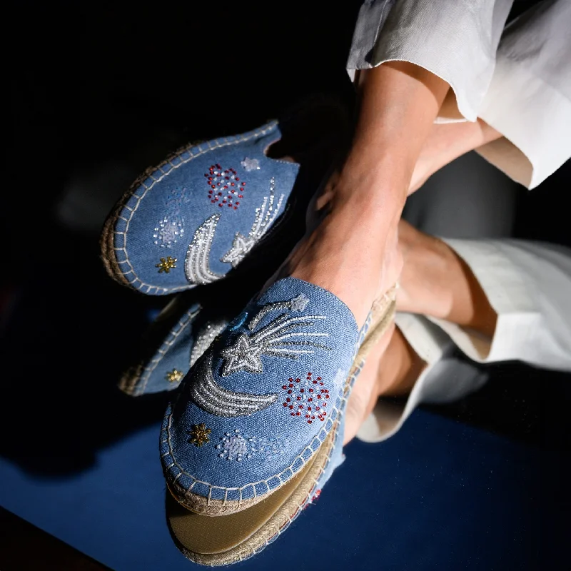 Starry Night Light Denim Flats