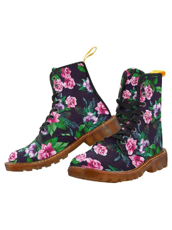 Antique Roses Women's Lace Up Combat Boots