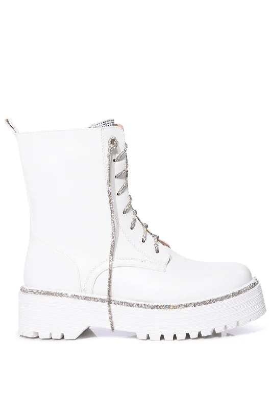 ATTENTIVE-WHITE COMBAT BOOTIE