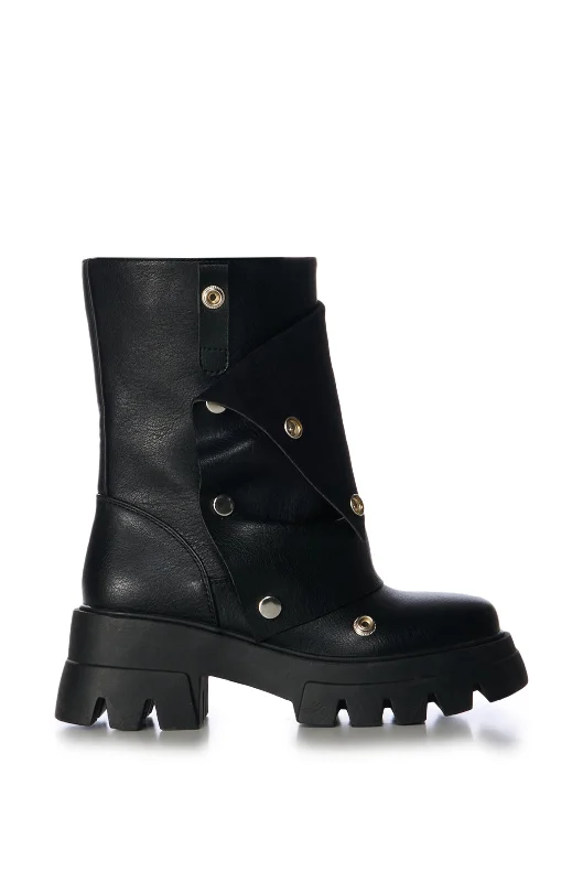 BHARTI-BLACK ADJUSTABLE COMBAT BOOT