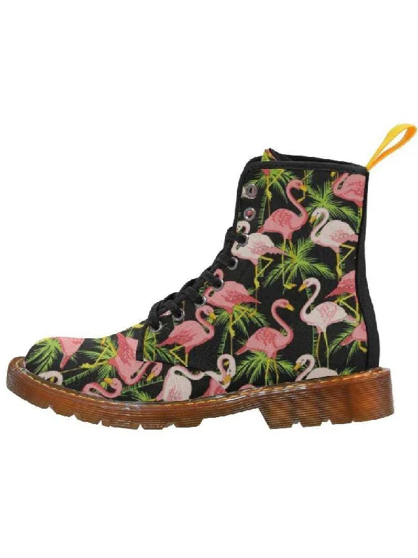 Black Flamingos Women's Lace Up Combat Boots