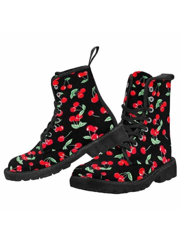 Cherry Pops Women's Lace Up Canvas Boots