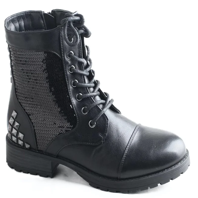 Gotta Flurt Women's Swag II Black Sequin Combat Dance Boot