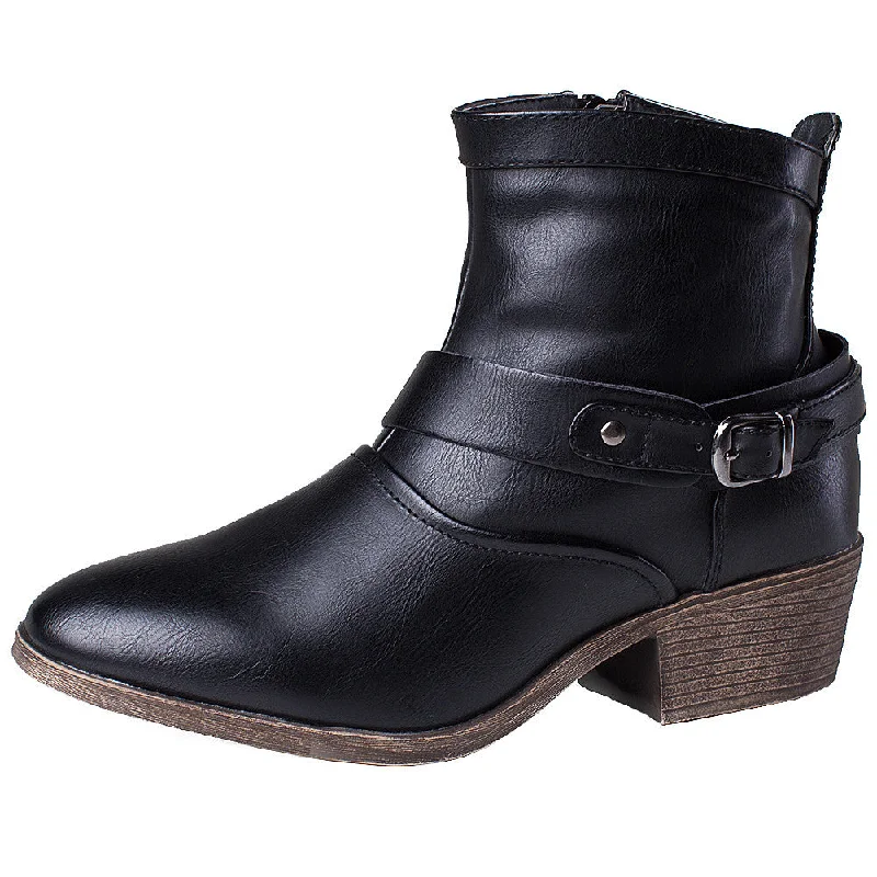 SheSole Womens Western Ankle Boots With Buckles