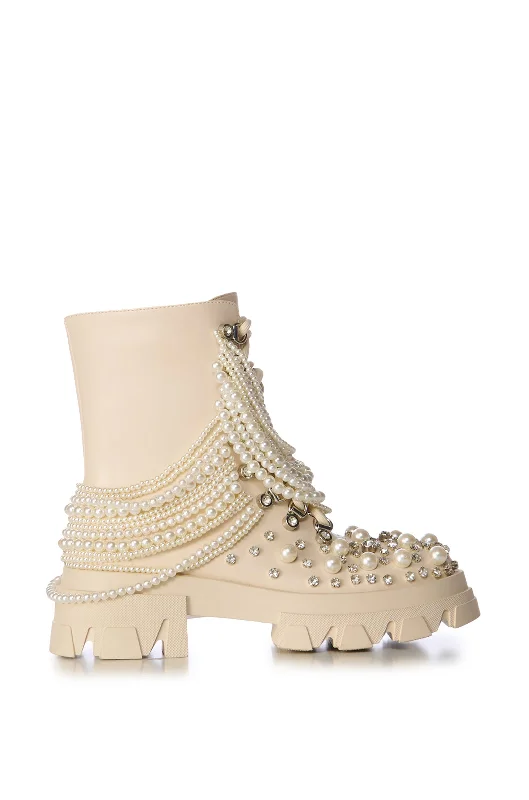 TWINKLEY-BONE PEARL COMBAT BOOTIE