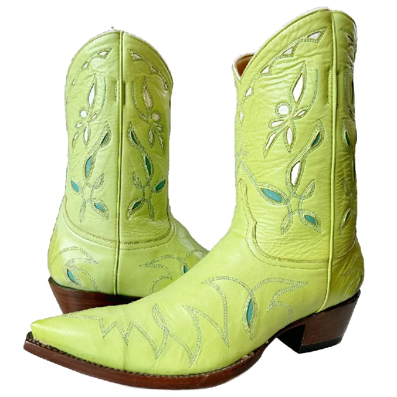 OLD GRINGO Vintage Dragonfly Green Short Peewee Cowboy Boots