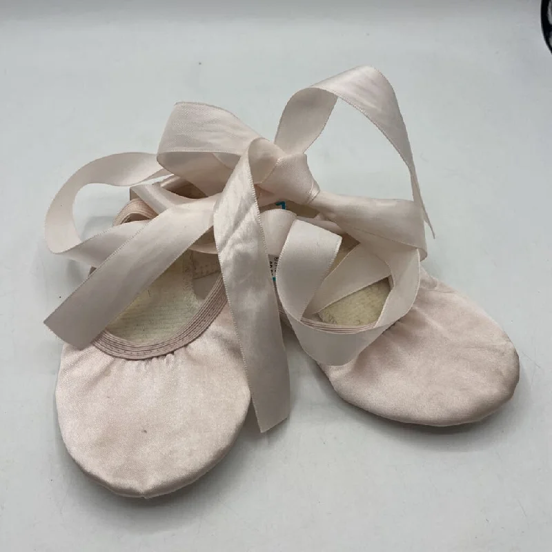 Size 8: Light Pink Satin Ballet Slippers w/ Ribbons