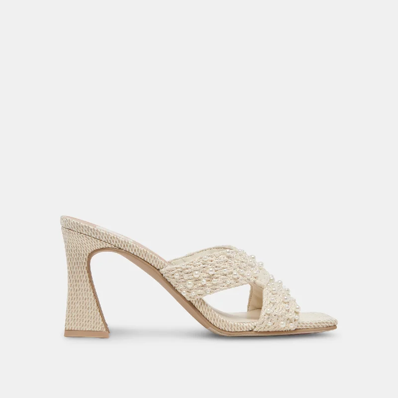 NITRO PEARL HEELS VANILLA RAFFIA