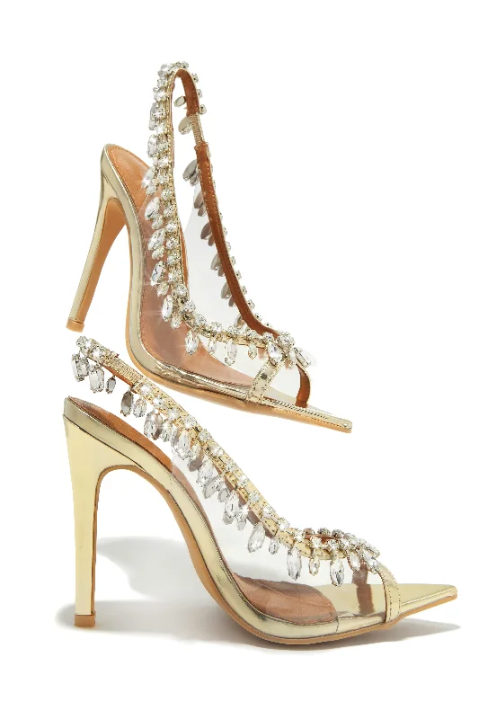 Under The Stars Embellished Slingback Pumps - Gold