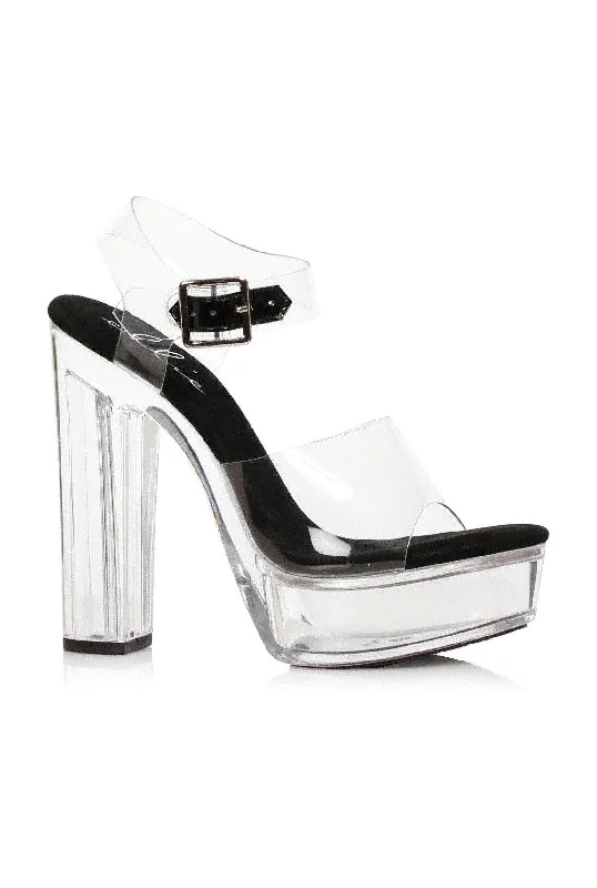 Ellie Shoes 675-LEAH Chunky Clear Platform