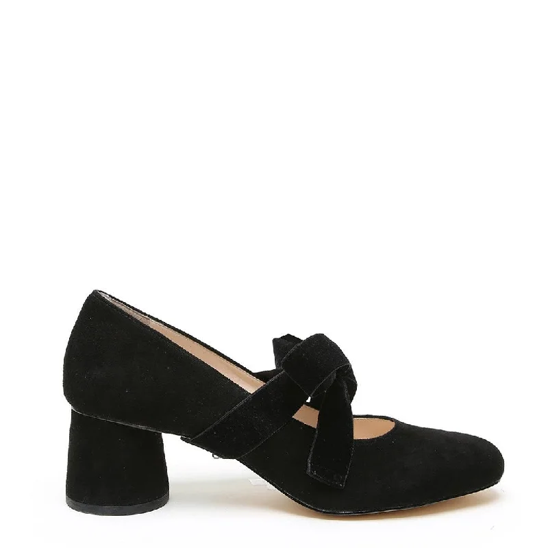 Black Suede Ballet Pump + Black Velvet Marie Strap