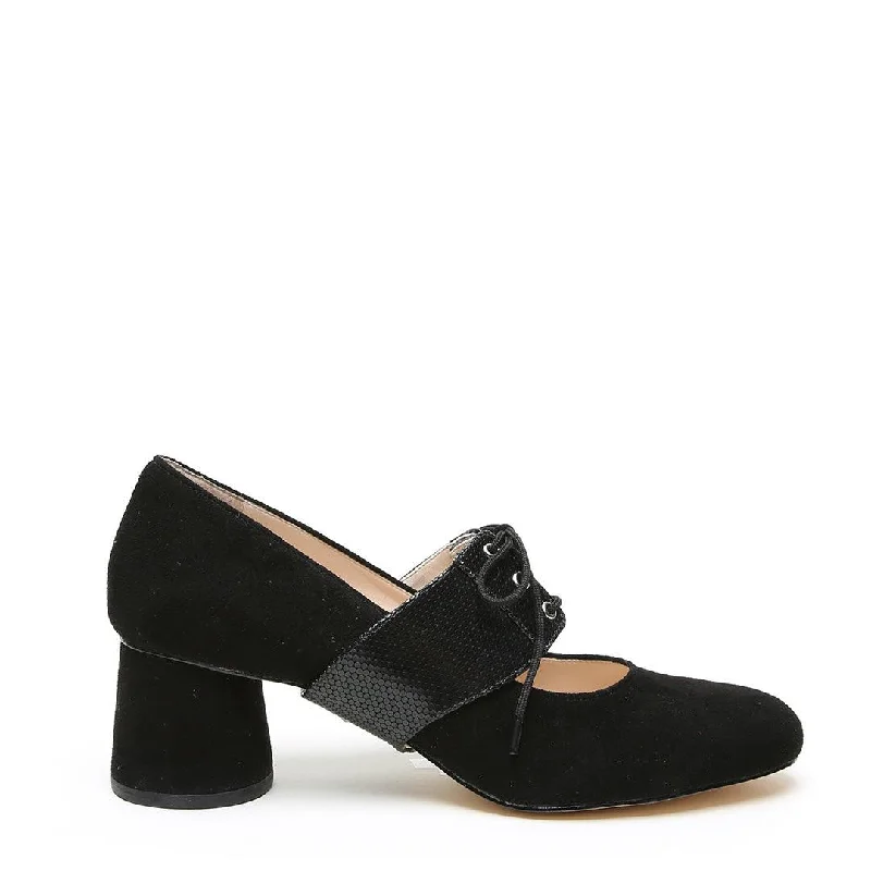 Black Suede Ballet Pump + Rattlesnake Tilda Strap