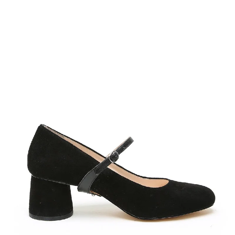 Black Suede Ballet Pump + Black Twiggy Strap