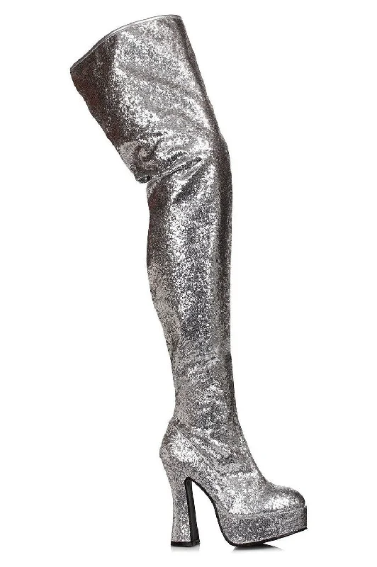 Ellie Shoes 557-BRIGHT Chunky Heel Women's Glitter Thigh High Boot