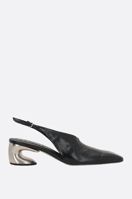 Paper leather slingbacks